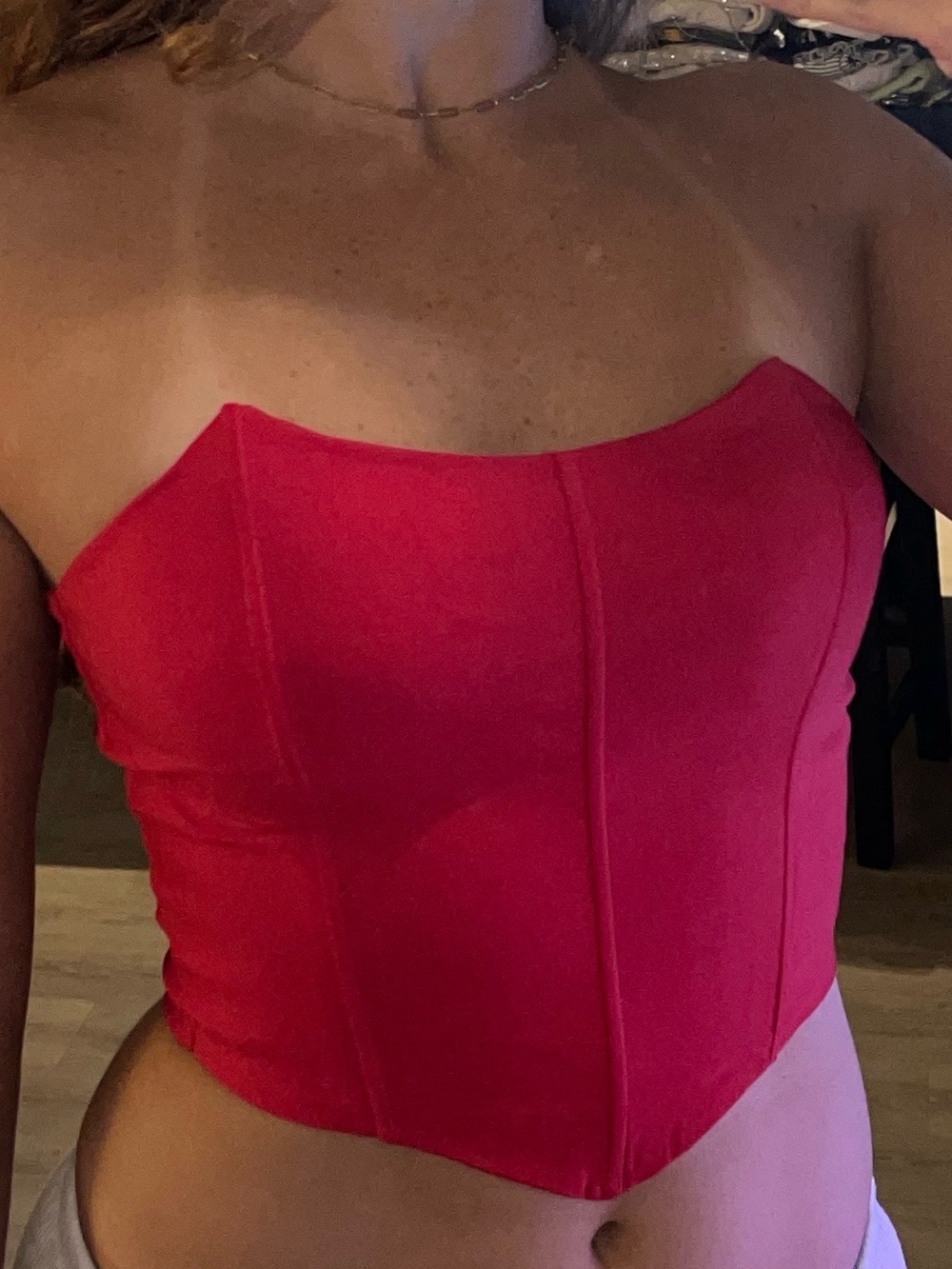 Bright Red Strapless Corset Top